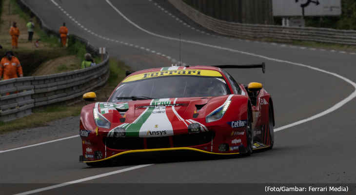 20220609-salah-satu-mobil-ferrari-pada-balap-le-mans-8jun2022-waktu-setempat