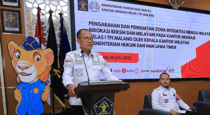 2023_07_06 Imam Jauhari memberikan pengarahan saat berkunjung ke Kanim Malang